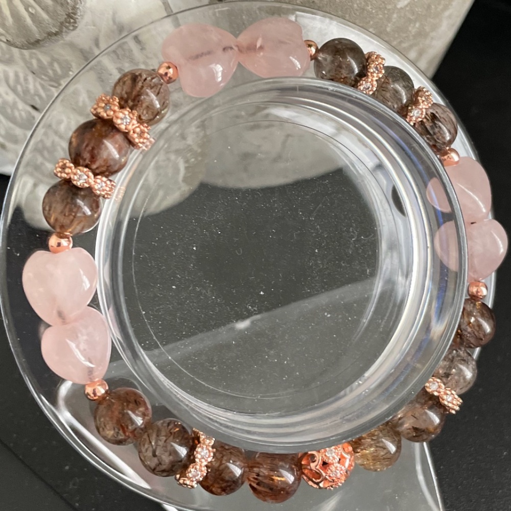 Black gold Super 7 & Rose quartz hearts